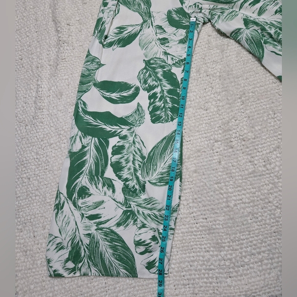 INA Tropical Print Jumpsuit Green Palm Leaf Tie Front Wide Leg Size Medium - Picture 12 of 16
